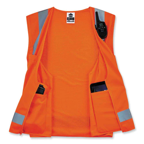 Glowear 8249z Class 2 Economy Surveyors Zipper Vest, Polyester, 4x-large/5x-large, Orange, Ships In 1-3 Business Days - Image 3