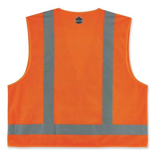 Glowear 8249z Class 2 Economy Surveyors Zipper Vest, Polyester, 4x-large/5x-large, Orange, Ships In 1-3 Business Days - Image 2
