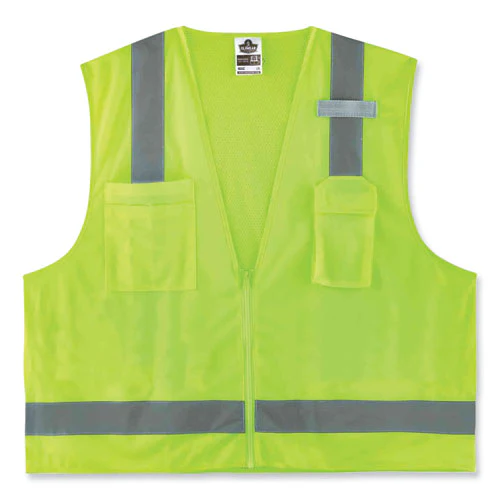 Glowear 8249z Class 2 Economy Surveyors Zipper Vest, Polyester, X-small, Lime, Ships In 1-3 Business Days - Image 1