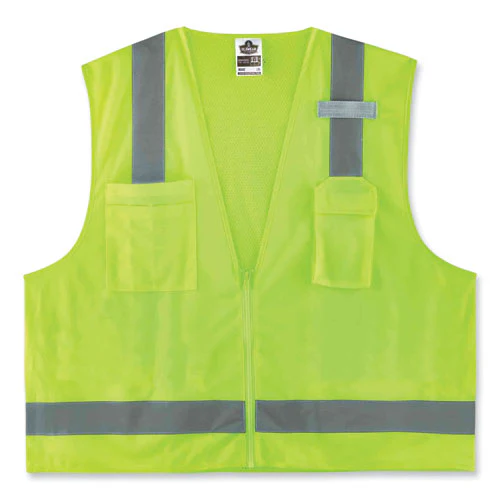 Glowear 8249z Class 2 Economy Surveyors Zipper Vest, Polyester, 2x-large/3x-large, Lime, Ships In 1-3 Business Days - Image 1