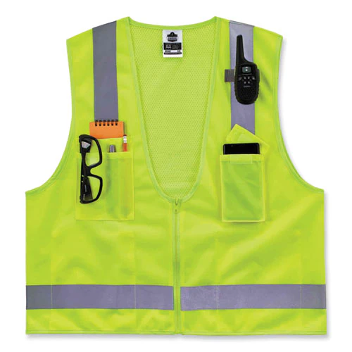 Glowear 8249z Class 2 Economy Surveyors Zipper Vest, Polyester, 2x-large/3x-large, Lime, Ships In 1-3 Business Days - Image 3