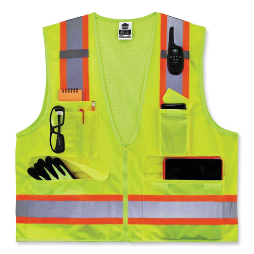 Glowear 8248z Class 2 Two-tone Surveyors Zipper Vest, Polyester, 2x-large/3x-large, Lime, Ships In 1-3 Business Days - Image 3