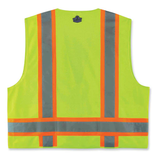 Glowear 8248z Class 2 Two-tone Surveyors Zipper Vest, Polyester, 4x-large/5x-large, Lime, Ships In 1-3 Business Days - Image 2