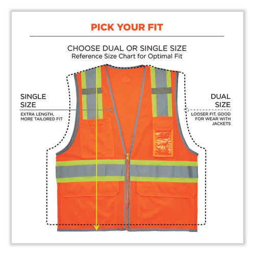 Glowear 8246z Class 2 Two-tone Mesh Reflective Binding Zipper Vest, Polyester, 2xl/3xl, Orange, Ships In 1-3 Business Days - Image 2