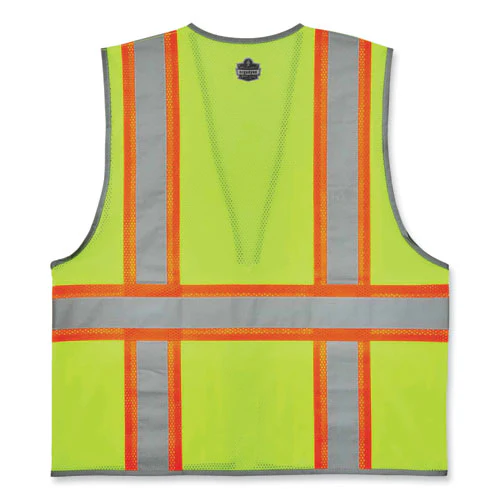 Glowear 8246z Class 2 Two-tone Mesh Reflective Binding Zipper Vest, Polyester, Large/xl, Lime, Ships In 1-3 Business Days - Image 2
