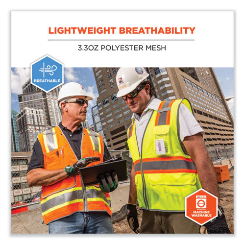 Glowear 8246z Class 2 Two-tone Mesh Reflective Binding Zipper Vest, Polyester, 2x-large/3xl, Lime, Ships In 1-3 Business Days - Image 3
