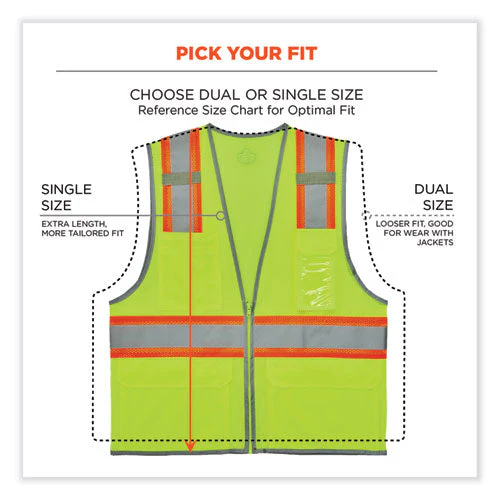 Glowear 8246z Class 2 Two-tone Mesh Reflective Binding Zipper Vest, Polyester, 4x-large/5xl, Lime, Ships In 1-3 Business Days - Image 2