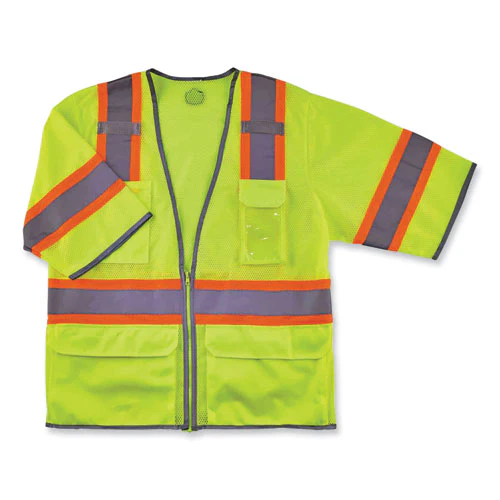 Glowear 8346z Class 3 Two-tone Hi-vis Surveyor Zipper Vest, Large/x-large, Lime, Ships In 1-3 Business Days - Image 1