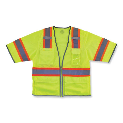 Glowear 8346z Class 3 Two-tone Hi-vis Surveyor Zipper Vest, Large/x-large, Lime, Ships In 1-3 Business Days - Image 2