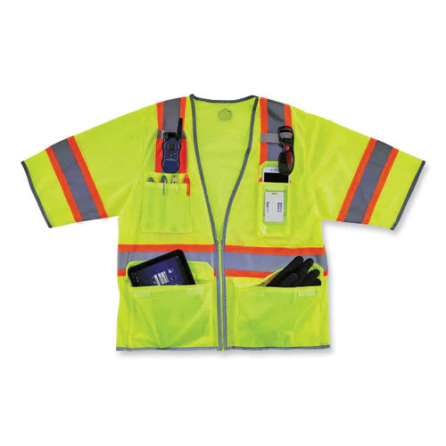 Glowear 8346z Class 3 Two-tone Hi-vis Surveyor Zipper Vest, Large/x-large, Lime, Ships In 1-3 Business Days - Image 3