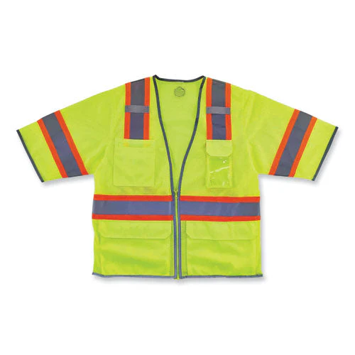 Glowear 8346z Class 3 Two-tone Hi-vis Surveyor Zipper Vest, 2x-large/3x-large, Lime, Ships In 1-3 Business Days - Image 3