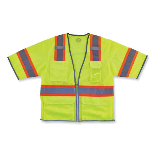 Glowear 8346z Class 3 Two-tone Hi-vis Surveyor Zipper Vest, 4x-large/5x-large, Lime, Ships In 1-3 Business Days - Image 2