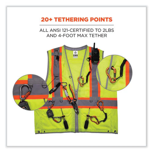 Glowear 8231tv Class 2 Hi-vis Tool Tethering Safety Vest, Polyester, Small/medium, Lime, Ships In 1-3 Business Days - Image 3