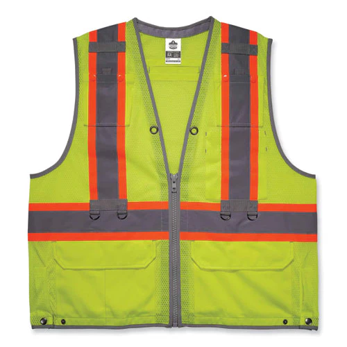 Glowear 8231tv Class 2 Hi-vis Tool Tethering Safety Vest, Polyester, 4x-large/5x-large, Lime, Ships In 1-3 Business Days - Image 1