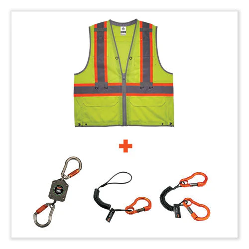 Glowear 8231tvk Class 2 Hi-vis Tool Tethering Safety Vest Kit, Polyester, Large/x-large, Lime, Ships In 1-3 Business Days - Image 3