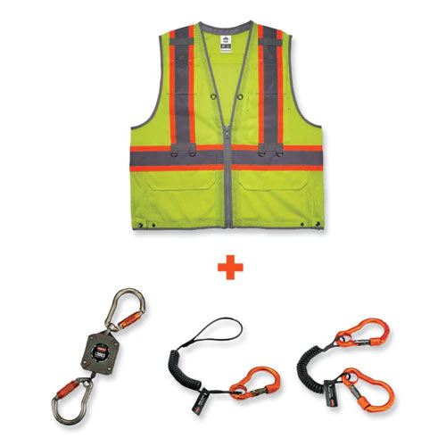 Glowear 8231tvk Class 2 Hi-vis Tool Tethering Safety Vest Kit, Polyester, 4x-large/5x-large, Lime, Ships In 1-3 Business Days - Image 3