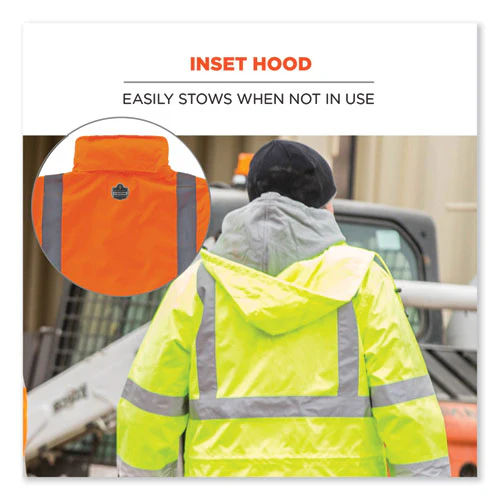 Glowear 8365 Class 3 Hi-vis Rain Jacket, Polyester, Small, Orange, Ships In 1-3 Business Days - Image 2