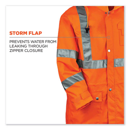 Glowear 8365 Class 3 Hi-vis Rain Jacket, Polyester, Large, Orange, Ships In 1-3 Business Days - Image 3