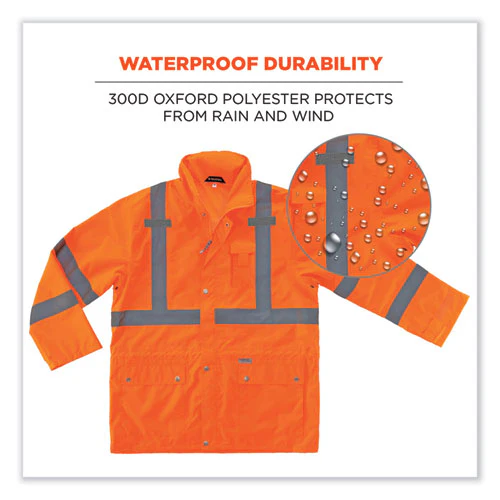 Glowear 8365 Class 3 Hi-vis Rain Jacket, Polyester, 3x-large, Orange, Ships In 1-3 Business Days - Image 2