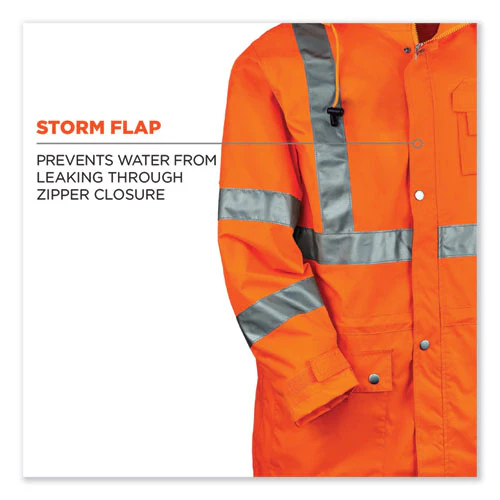 Glowear 8365 Class 3 Hi-vis Rain Jacket, Polyester, 4x-large, Orange, Ships In 1-3 Business Days - Image 2