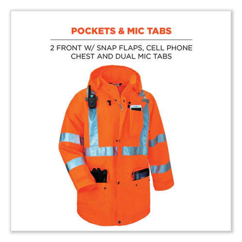 Glowear 8365 Class 3 Hi-vis Rain Jacket, Polyester, 4x-large, Orange, Ships In 1-3 Business Days - Image 3
