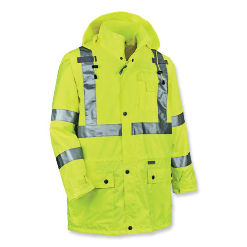 Glowear 8365 Class 3 Hi-vis Rain Jacket, Polyester, Small, Lime, Ships In 1-3 Business Days - Image 1