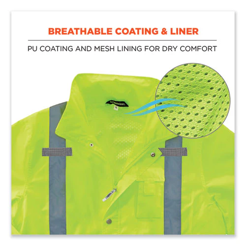 Glowear 8365 Class 3 Hi-vis Rain Jacket, Polyester, Small, Lime, Ships In 1-3 Business Days - Image 2