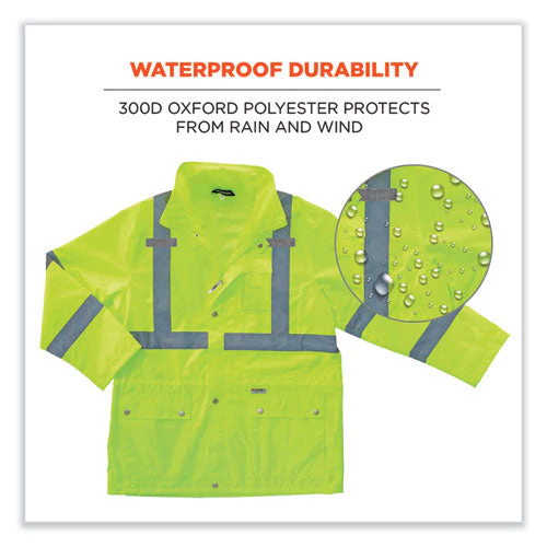 Glowear 8365 Class 3 Hi-vis Rain Jacket, Polyester, Large, Lime, Ships In 1-3 Business Days - Image 3