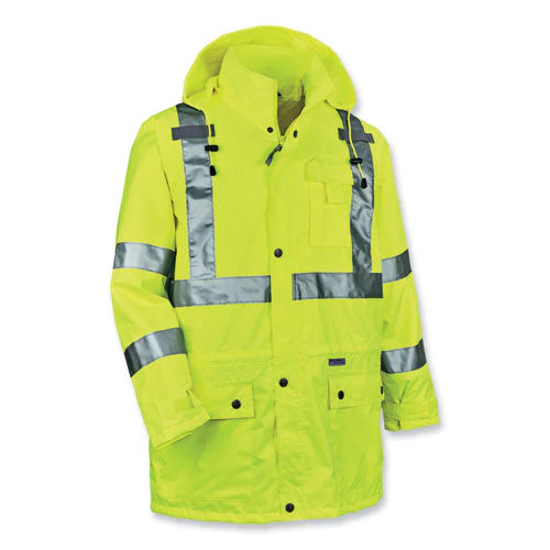 Glowear 8365 Class 3 Hi-vis Rain Jacket, Polyester, X-large, Lime, Ships In 1-3 Business Days - Image 1