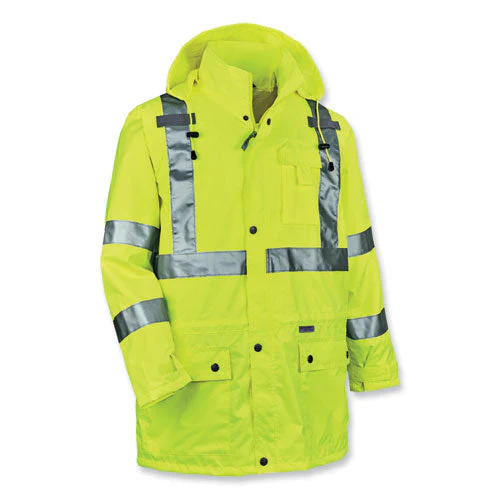 Glowear 8365 Class 3 Hi-vis Rain Jacket, Polyester, 5x-large, Lime, Ships In 1-3 Business Days - Image 1