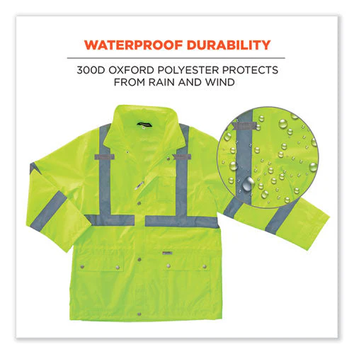 Glowear 8365 Class 3 Hi-vis Rain Jacket, Polyester, 5x-large, Lime, Ships In 1-3 Business Days - Image 3