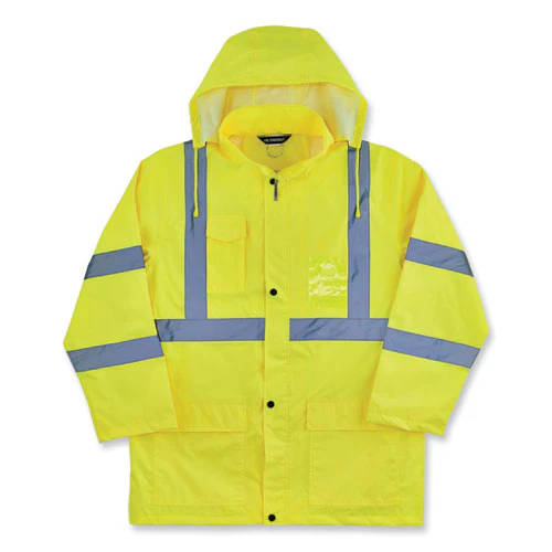 Glowear 8366 Class 3 Lightweight Hi-vis Rain Jacket, Polyester, Medium, Lime, Ships In 1-3 Business Days - Image 1