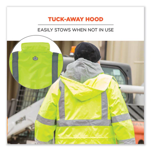Glowear 8366 Class 3 Lightweight Hi-vis Rain Jacket, Polyester, Large, Lime, Ships In 1-3 Business Days - Image 3