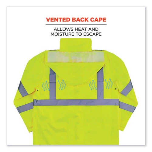 Glowear 8366 Class 3 Lightweight Hi-vis Rain Jacket, Polyester, 2x-large, Lime, Ships In 1-3 Business Days - Image 2