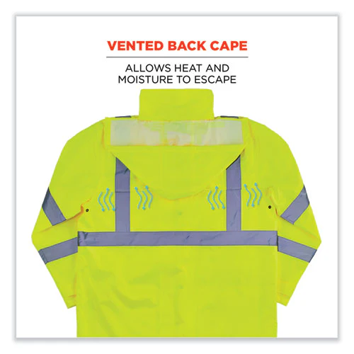Glowear 8366 Class 3 Lightweight Hi-vis Rain Jacket, Polyester, 3x-large, Lime, Ships In 1-3 Business Days - Image 2