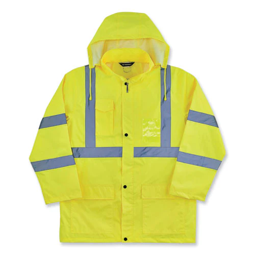 Glowear 8366 Class 3 Lightweight Hi-vis Rain Jacket, Polyester, 4x-large, Lime, Ships In 1-3 Business Days - Image 1