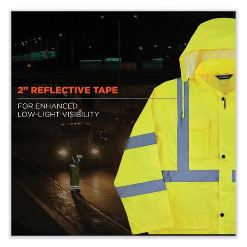 Glowear 8366 Class 3 Lightweight Hi-vis Rain Jacket, Polyester, 5x-large, Lime, Ships In 1-3 Business Days - Image 2