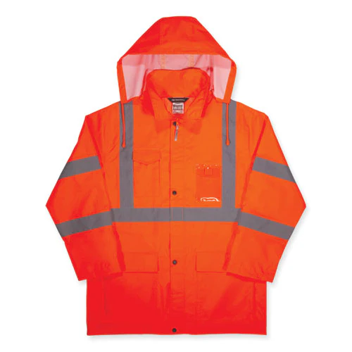 Glowear 8366 Class 3 Lightweight Hi-vis Rain Jacket, Polyester, 5x-large, Orange, Ships In 1-3 Business Days - Image 1