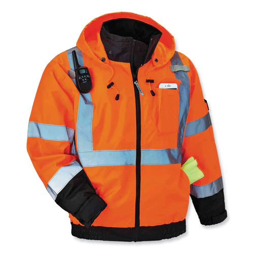 Glowear 8379 Class 3 Hi-vis Fleece Lined Bomber Jacket, Orange, 3x-large, Ships In 1-3 Business Days - Image 3