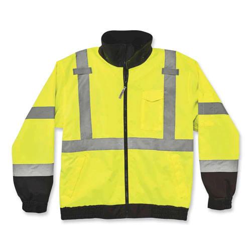 Glowear 8379 Class 3 Hi-vis Fleece Lined Bomber Jacket, Lime, X-large, Ships In 1-3 Business Days - Image 3