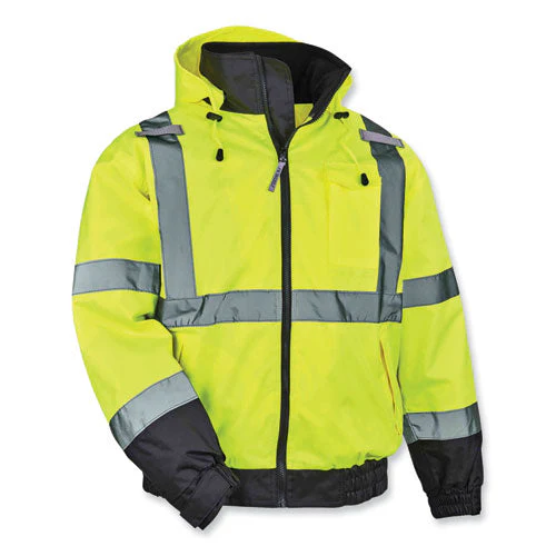 Glowear 8379 Class 3 Hi-vis Fleece Lined Bomber Jacket, Lime, 4x-large, Ships In 1-3 Business Days - Image 1
