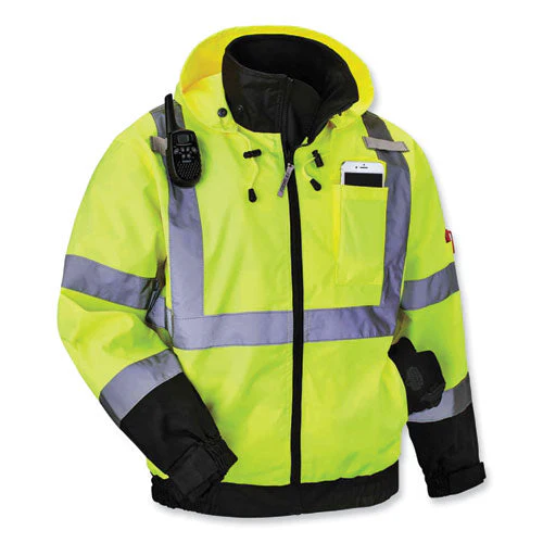 Glowear 8379 Class 3 Hi-vis Fleece Lined Bomber Jacket, Lime, 4x-large, Ships In 1-3 Business Days - Image 3