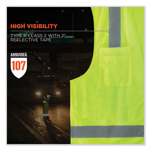 Glowear 8249z-s Single Size Class 2 Economy Surveyors Zipper Vest, Polyester, X-small, Lime, Ships In 1-3 Business Days - Image 2