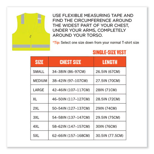 Glowear 8249z-s Single Size Class 2 Economy Surveyors Zipper Vest, Polyester, 3x-large, Lime, Ships In 1-3 Business Days - Image 2