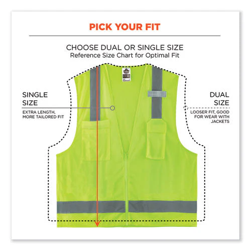 Glowear 8249z-s Single Size Class 2 Economy Surveyors Zipper Vest, Polyester, 4x-large, Lime, Ships In 1-3 Business Days - Image 3