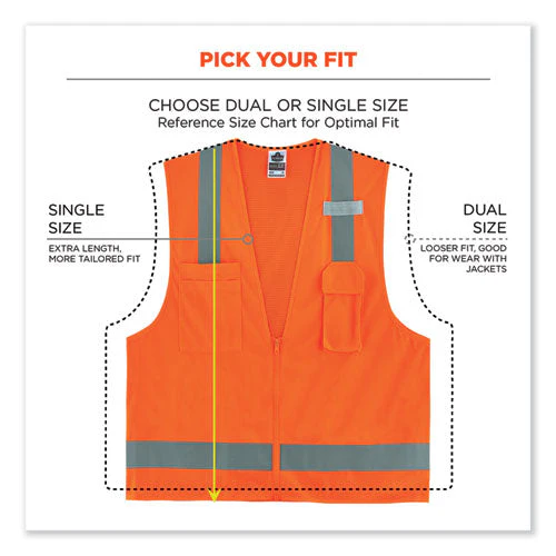 Glowear 8249z-s Single Size Class 2 Economy Surveyors Zipper Vest, Polyester, X-small, Orange, Ships In 1-3 Business Days - Image 2