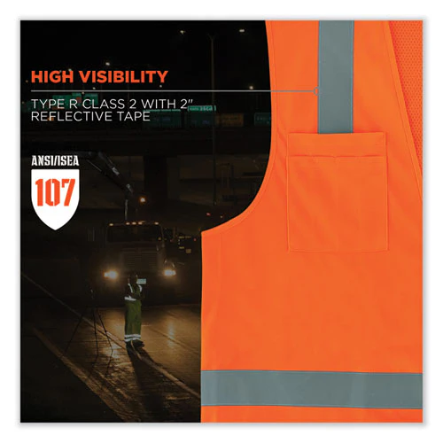 Glowear 8249z-s Single Size Class 2 Economy Surveyors Zipper Vest, Polyester, Small, Orange, Ships In 1-3 Business Days - Image 2