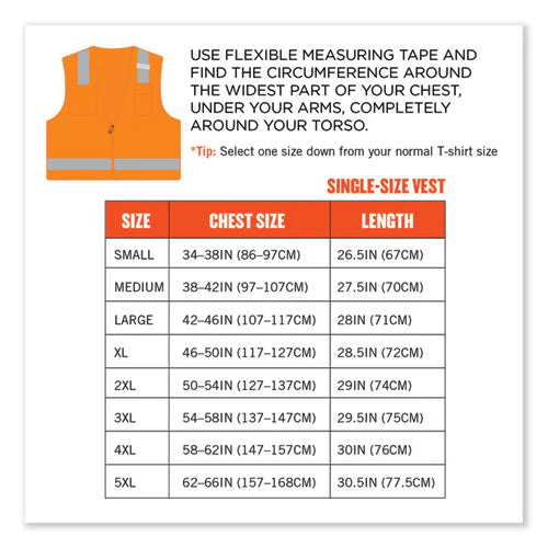 Glowear 8249z-s Single Size Class 2 Economy Surveyors Zipper Vest, Polyester, Medium, Orange, Ships In 1-3 Business Days - Image 3
