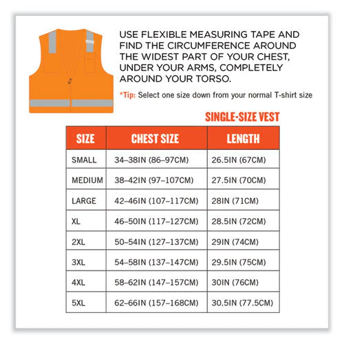 Glowear 8249z-s Single Size Class 2 Economy Surveyors Zipper Vest, Polyester, 3x-large, Orange, Ships In 1-3 Business Days - Image 2