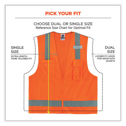 Glowear 8249z-s Single Size Class 2 Economy Surveyors Zipper Vest, Polyester, 4x-large, Orange, Ships In 1-3 Business Days - Image 2